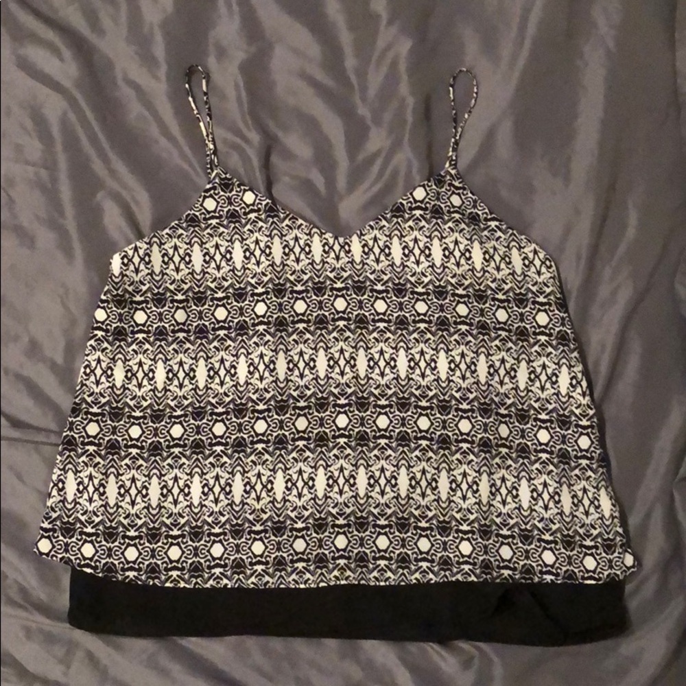 Black & white pattern chiffon blouse